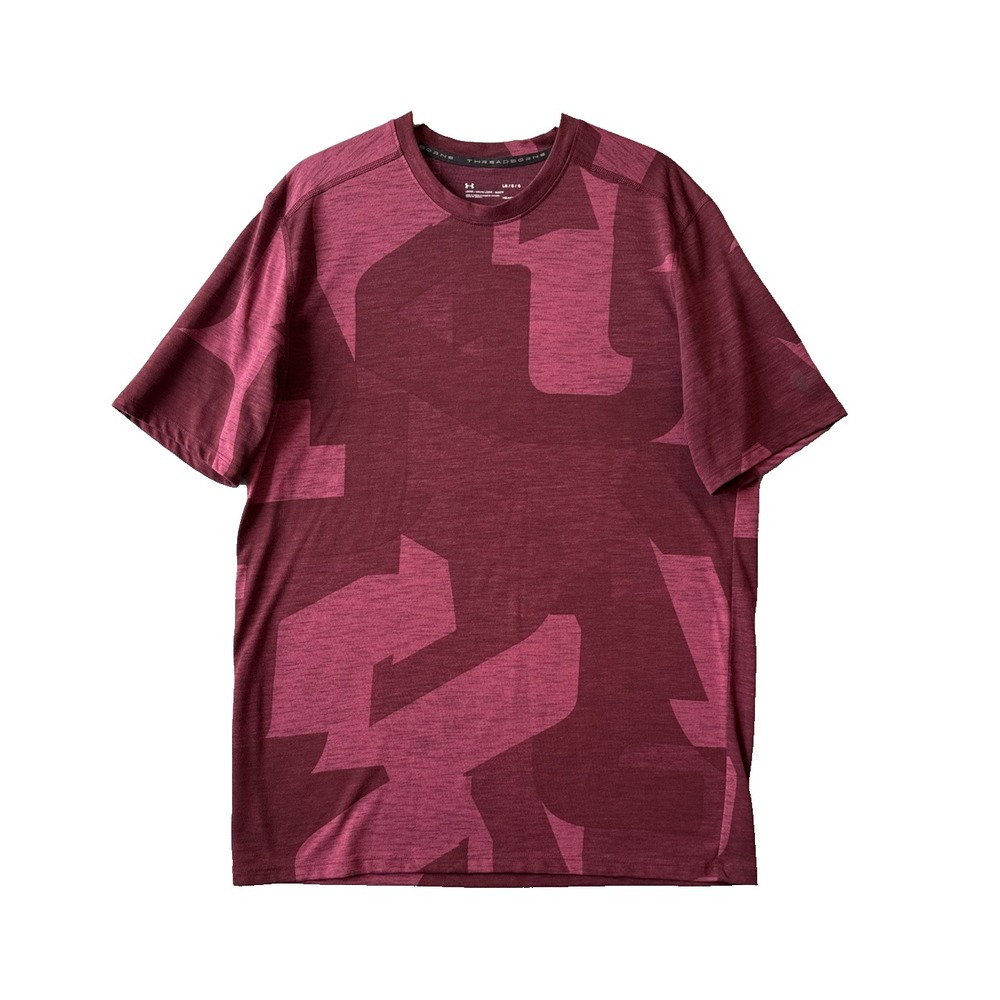 Under Armour Threadborne Camo Shirt L Maroon Gorpcore Tee Gym Activewear Hiking